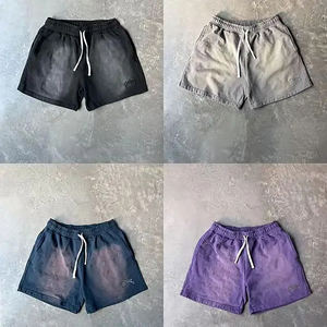 Shorts en coton décontractés d'été pour hommes, à cordon de serrage, imprimé streetwear, bleu et noir, taille élastique, coupe ample - Product Image 3