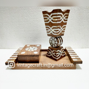 Bandeja de Servir Única Hecha a Mano de Alta Calidad, Ecológica, Pulida, con Incrustaciones de Nácar Animal, Caja para Quemador de Oud, Bakhoor, Artesanía Vintage - Product Image 3