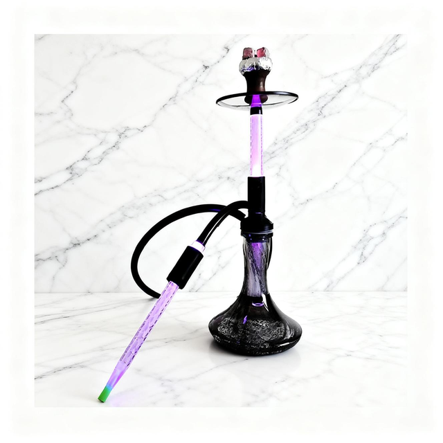 High Tech LED Glow Hookah With Transparent Glass Base Luminous Hose Design For Bar Lounge Night Use  hookah shisha pakistan