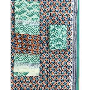 Vestido indio sin coser con estampado a mano y salwar kameez pakistaní con dupatta de mulmul, estilo sari. - Product Image 1