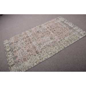 พรมตุรกีขนาด 3.6x6.7 ฟุต สีชมพูลายทาง วินเทจ ทำจากขนสัตว์ - Product Image 2