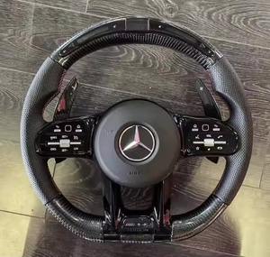 Volant LED à alimentation directe, style populaire, accessoire portable pour l'intérieur de voiture, en cuir et acier inoxydable - Product Image 1