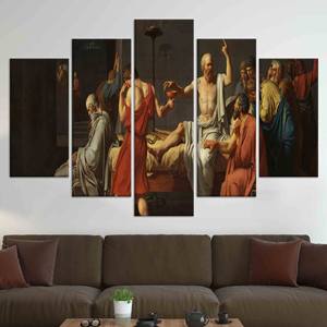 ภาพพิมพ์บนผ้าใบ: ความตายของโสกราตีส - งานศิลปะติดผนังขนาดใหญ่สุดหรู ชุดผ้าใบ 5 ชิ้น - Product Image 1