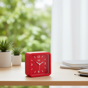 Treui Analog Desk Clock Red 3x3x3 Cm Single Alarm Non Rechargeable <b>Battery</b> Powered - Product Image 3