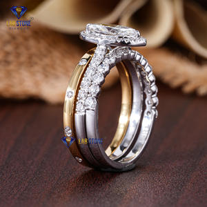 1.55 TDW Bague en or blanc et jaune avec diamant rond et marquise par Labstone / Shimmer and Shine/couleur EF-VS - Product Image 3