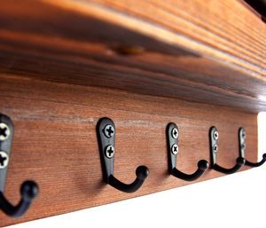 Soporte para llaves para estante de pared y correo, estante de pared decorativo de madera para llaves, letras, billetes, madera de pino única e industrial - Product Image 3