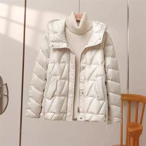 <b>Women's</b> Lightweight White Duck Jacket Short Hooded Puffer Coat Thick Warm Windproof <b>Parka</b> Outwear Breathable Nylon <b>Winter</b> Print - Product Image 6