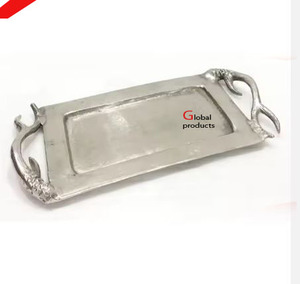 Nouveau plateau de service design en acier inoxydable argenté pour hôtel, restaurant et bar - Product Image 4