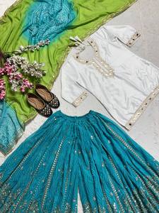 Tenues traditionnelles Sharara pour femmes 2025 – Nouveaux ensembles Punjabi pakistanais d'été et d'hiver, confectionnés sur mesure en tissu Georgette - Product Image 2