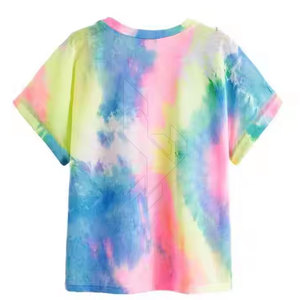 Camiseta de punto de mezcla de algodón de gran tamaño con tinte de corbata para mujer, atuendo informal y Diario de verano ecológico - Product Image 3