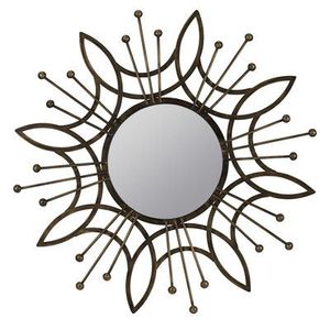Beau miroir mural rond en métal au design floral avec cadre d'inspiration vintage pour une décoration murale élégante pour la maison et le couloir - Product Image 2