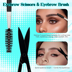 Kits de pinzas para cejas más vendidos Kits de herramientas para el cuidado de cejas de acero inoxidable recubierto de papel negro con estuche de cuero - Product Image 5