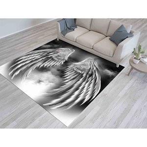 Alfombras con diseño de alas de ángel, alfombra negra, alfombra estilo loft, alfombras modernas, alfombra estampada, alfombra de chenilla - Product Image 4