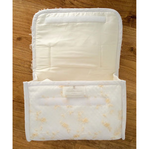 Estuche Cosmético de Tul Bordado Color Marfil, Bolsa de Almacenamiento Linda de Gran Capacidad, Poliéster Ecológico, Logotipo Personalizado Disponible - Product Image 1