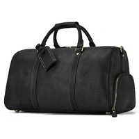 Grand sac de sport en cuir écologique compartiment à chaussures fermeture éclair bandoulière réglable pour le sport voyage week-end utilisation