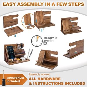 ไม้อะคาเซียแท่นวางโทรศัพท์ทรงสี่เหลี่ยมผืนผ้าโต๊ะโต๊ะไนท์สแตนด์จัดพวงกุญแจขาตั้งกระเป๋าสตางค์ที่วางนาฬิกาสำหรับผู้ชาย - Product Image 4