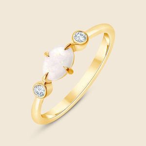 Subtle <b>Opal</b> <b>Ring</b> Featuring 1 Round Lab Grown Diamond F-VS 0.05 Carat In 14K Solid <b>Gold</b> Bridal Wedding Engagement Party Wear - Product Image 3