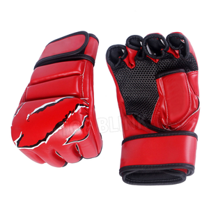 ถุงมือ MMA แบบครึ่งนิ้วสีแดง หนัง PU ปิดด้วยเวลโคร สำหรับการฝึกศิลปะการต่อสู้สำหรับผู้ใหญ่ - Product Image 1