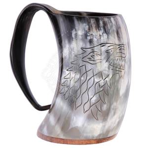 Taza de café y cerveza de cuerno para beber tallada vikinga natural hecha a mano personalizada para restaurantes de hoteles en casa de la India. - Product Image 2
