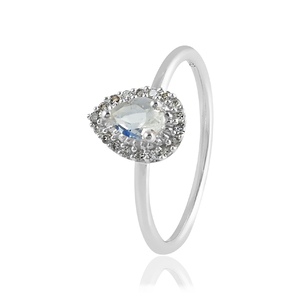 Anillo Unisex de Plata de Ley 925 con Piedra Lunar Arcoíris en Forma de Pera, Certificado por Terceros, Excelente Calidad - Product Image 2