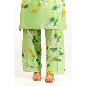 Ensemble coordonné imprimé en tissu cambric vert clair pour femmes, tenue décontractée en short 2 pièces, tailles XS-XXS pour les saisons printemps/été - Product Image 6