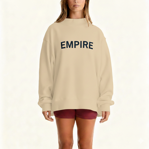 OEM Custom Logo High Quality Blank Stitch Plain 100% Cotton French Terry Oversized <b>Women</b> Reversible Mock Neck Sweatshirt - Product Image 5