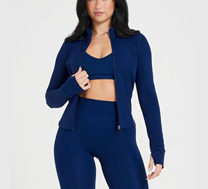 Active Wear Conjunto de Yoga de manga larga de alta calidad Venta al por mayor Conjunto de fitness para mujer Yoga Top de manga completa y mallas - Product Image 6