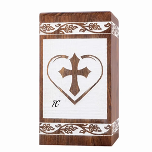 Handcrafted Rosewood Cremation Urn Cross engraving Design Memorial Urn <b>Box</b> Memorial <b>Keepsake</b> Decorative Cremation Urn for Ashes - Product Image 1