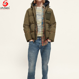 Chaqueta acolchada con logotipo personalizado de alta calidad para hombre, moda de invierno, cuello levantado, cremallera, prendas de vestir, abrigo informal de burbujas, lona, venta al por mayor - Product Image 5