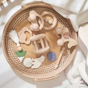 Plateau de service rond en chocolat Meilleure vente Plateau de service en rotin et jute de grande taille Plateau à dessert pour hôtel et restaurant - Product Image 6