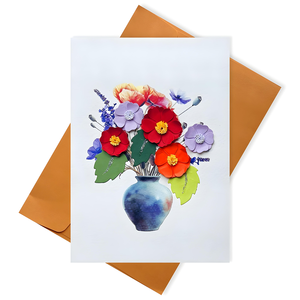 การ์ดอวยพรกระดาษงานฝีมือแบบเวียดนามการ์ดประดับดอกไม้เป็นของขวัญ-GF001 - Product Image 1