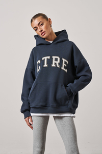 Low MOQ WOmen Oversized Solid Hoodies Custom Logo Printing <b>Drop</b> Shoulder 100% Cotton Fleece Hoodie OEM All Colours Available - Product Image 3