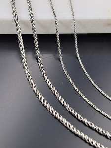 Cadena de Cuerda de Plata de Ley 925 de Excelente Calidad para Hombre y Mujer, Diseño Clásico de Diseñador Hecho a Mano, Tamaño Personalizado - Product Image 3