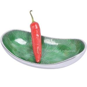 Elegante cuenco de aluminio con forma de barco para servir, Color verde esmaltado para el hogar y la boda, cuencos de comida de mesa de Metal duradero - Product Image 1