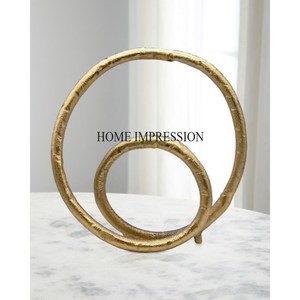 Modern Creative Art Unique Fancy Designer Gold Plated Heavy Duty Metal Wire Made Sculpture With Black Marble Base Home Decor - Product Image 5