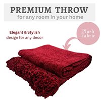 Jeté en chenille uni Avior de qualité supérieure, doux et confortable, toutes saisons, avec motif brodé, couleur unie, pour la décoration intérieure