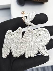 Pendentif personnalisé en moissanite sertie de pierres avec anse en forme d'aile d'ange en argent sterling 925, bijoux de fête hip-hop unisexe - Product Image 4