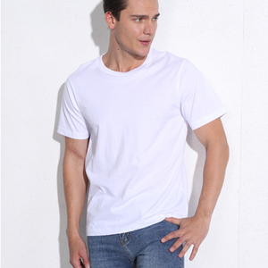 RoofGallery Bamboo Cotton T-Shirt Men <b>White</b> Custom <b>Plain</b> Blank For Printing Regular Fit Short Sleeve O-Neck Casual Eco-Friendly - Product Image 2