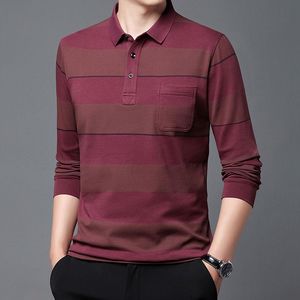 2024 tricot de luxe pour hommes pour Polo décontracté rayé bouton avec couleur unie respirant à manches courtes T-Shirt pour les S-3XL d'hiver - Product Image 3