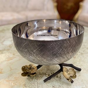 Top tendance facile à nettoyer bol à noix en métal de qualité alimentaire en acier inoxydable aluminium métal plat de fruits salle à manger servant support de conception de fleurs - Product Image 1