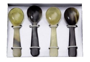 Cuillère artisanale en corne de buffle naturelle avec finition miroir, écologique, résistante aux rayures, outil de cuisine en provenance d'Inde - Product Image 3