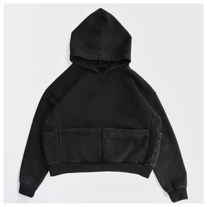 Sudadera con Capucha Extra Grande de Algodón Orgánico 100% con Lavado Ácido, Estilo Vintage, Transpirable y Ecológica para Hombre, Ropa Urbana de Invierno, Estilo Cargo Holgado - Product Image 3