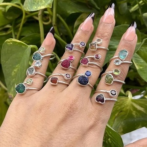 Anillo ajustable de Plata de Ley 925 para mujer, joyería minimalista bohemia de dos piedras preciosas, Topacio Azul citrino de apatita - Product Image 6