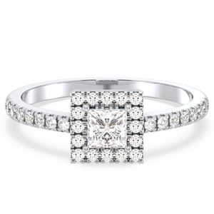 Bague de fiançailles REYES en or blanc 14 carats plaqué rhodium, diamant de laboratoire certifié IGI taille princesse 0,73 carat pour femme - Product Image 1