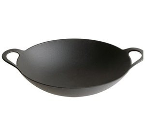 Venta al por mayor sostenible de hierro Kadhai esmalte recubierto Wok Pan utensilios de cocina de hierro fundido con características de vidrio y plástico para cocinar - Product Image 1