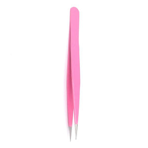 Pinces à cils de qualité chirurgicale, pointe droite et pointue, couleur rose, revêtement en acier inoxydable allemand - Product Image 5