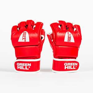 Guantes de MMA CRIMSON de medio dedo, de cuero de vaca, equipo de kickboxing con estampado tailandés, tallas 6 oz y 12 oz, con cordones en la muñeca - Product Image 1