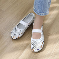 Chaussures plates décontractées à enfiler pour femme en cuir de vache véritable perforé Delona 3 cm [JSHOE]