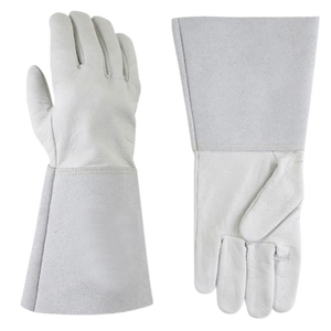 Guantes de cuero de vaca divididos resistentes al calor y a la abrasión Guantes de seguridad de soldadura larga para entornos de alta temperatura - Product Image 2