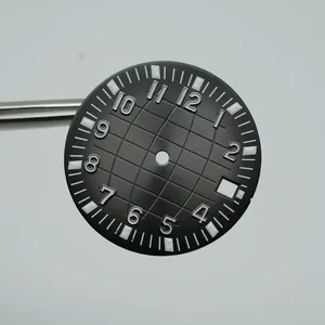 Bisel de Reloj de Acero Inoxidable Negro PJ, Inserto con Patrón de Rejilla, Números Plateados Aplicados, Estilo Piloto, Hecho a Mano, Pragalbh 40mm, Repuesto - Product Image 2